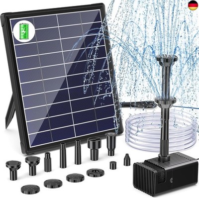 Biling 6W Solar Springbrunnen für außen mit Akku, 10 Fontänenstilen und mit 30