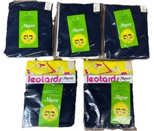 Bundle Lot 5 NOS VTG Leotards Mayer Style 912 Navy 1970s Size Medium 10-12