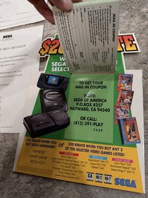 1994 SEGA Genesis Game Gear Sega CD Store Display Rebate Promo Kit Sonic