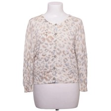 H&M, Strickjacke, Damen, Größe: S, Beige/Mehrfarbig, Baumwolle, Leopard #IqG