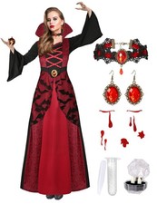 Vampire Costume for Women with teeth Accessories Gothic Vampire Dress Hallowe...