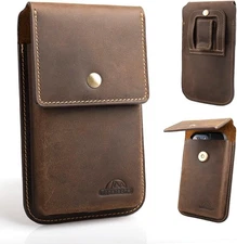 Leather Phone Holster for Belt, Flip Cell Phone Case with Belt Clip, Universal S