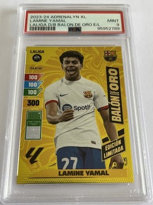 2023-24 ADRENALYN XL RC LAMINE YAMAL LALIGA D/B BALLON DE GOLD E/L PSA 9