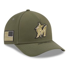 Youth New Era Olive Miami Marlins 2026 Armed Forces Day 9FORTY M-Crown
