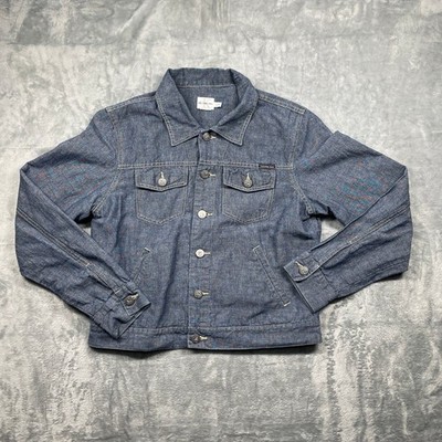 Calvin Klein Jeans Womens Lightweight Denim Trucker Jacket Blue Size Large