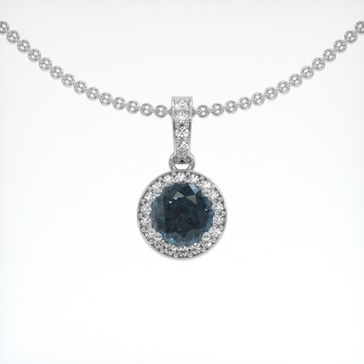 Ceylon (Sri Lanka) Round Greyish Blue Spinel Platinum 950 Pendant 1.33CT