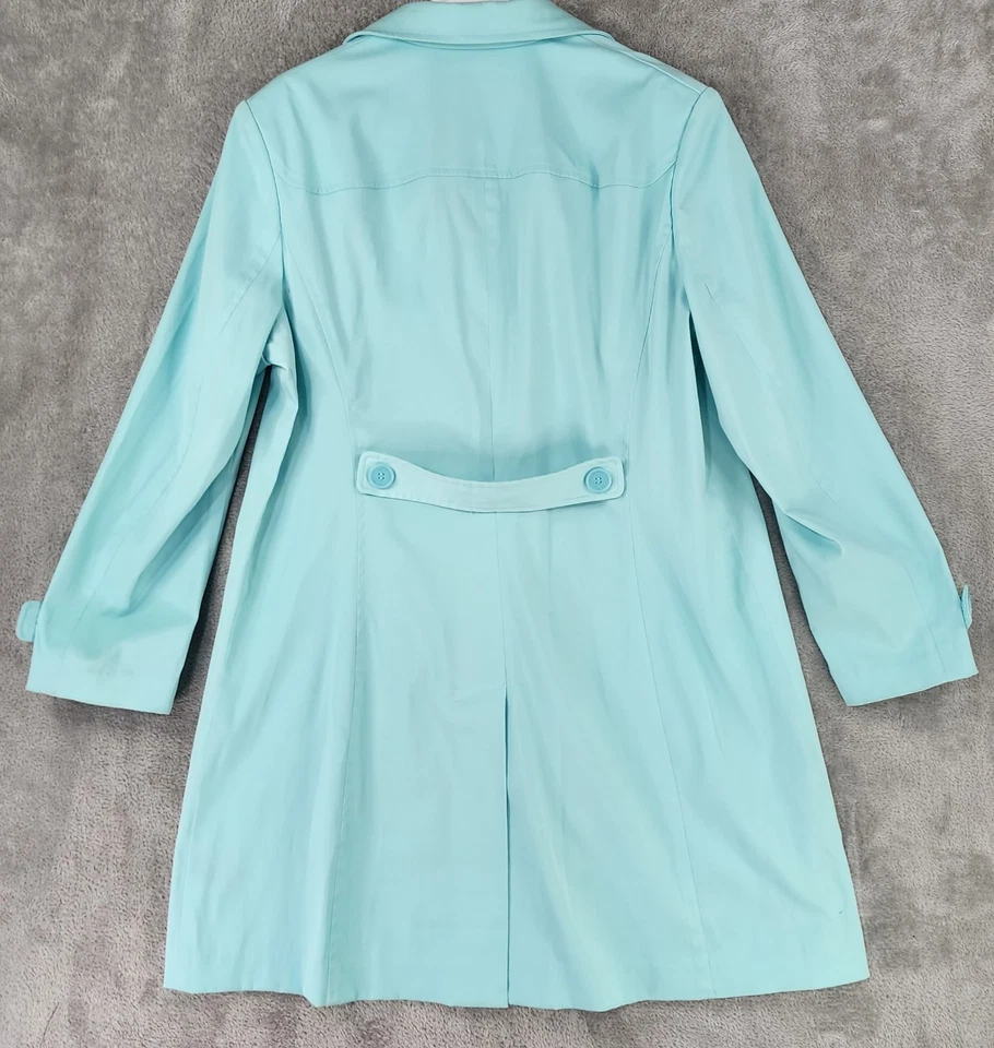 Norton McNaughton Jacket Womens Large Blue Button Up Long Sleeve Trench Coat - Image 2 of 4