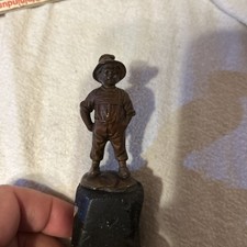 Antyk Brąz Chłopiec Na Amarble Base 1920 Art Deco Rzeźba z brązu