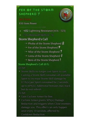 Diablo 4 S14 Fer Of The Storm Shepherd Set Charm Werewolf Skills Equipment Gear