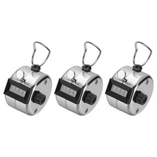 Pitch Counter Clicker, 4-Digit Number Clicker for Counting 3 Pcs Silver