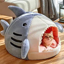 Warm Cat Beds Cartoon Shark Pet Cave Beds Sweet Kittens Basket Cushion Cat Pillo