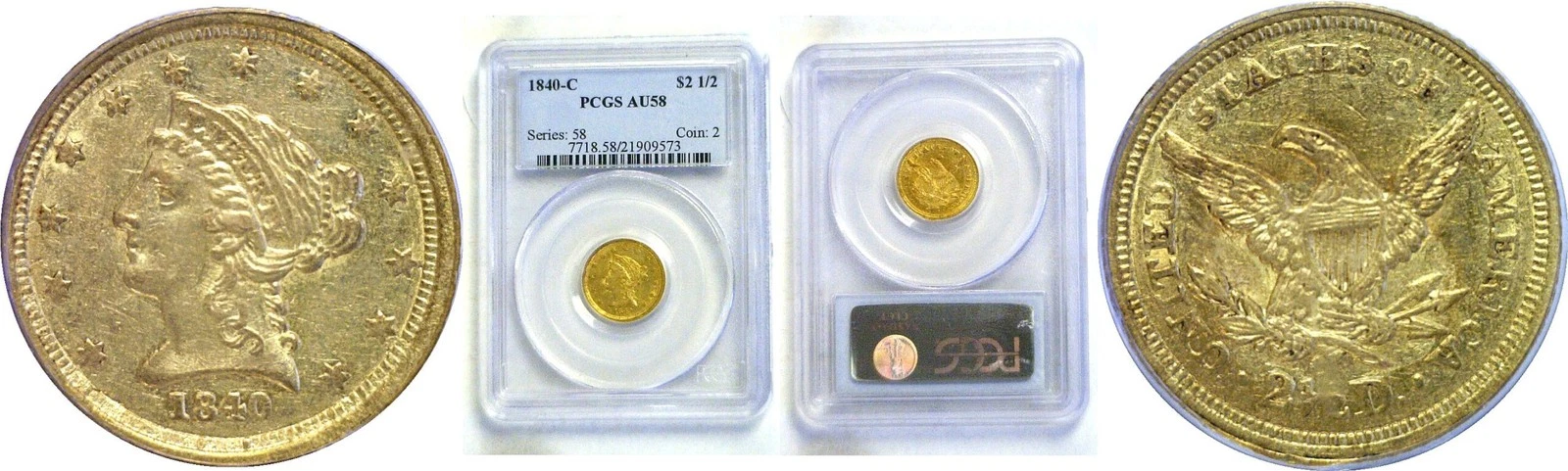 1840-C $ 2 1/2 Liberty Gold PCGS AU-58
