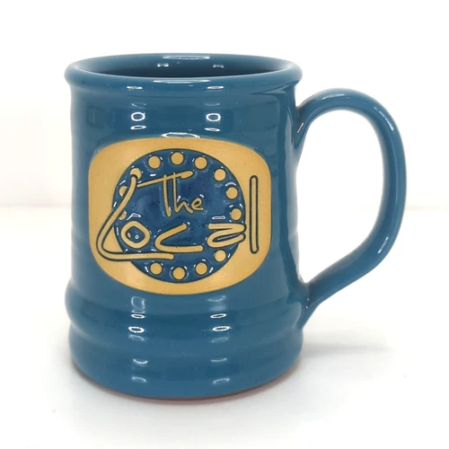 Deneen Pottery Hand-Thrown Ceramic Blue The Local Coffee Mug Cup 4.25"H Used