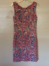 Talbots Bonaire Paisley Textured Shift Dress Size 4