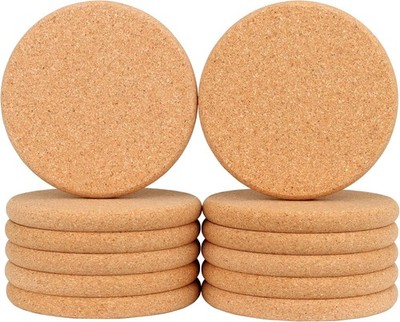 Absorbent Cork Mat 12 Pack 0.4 Inch Thick 3.9 Round