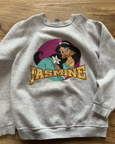 Vintage Jasmine Gray Pullover Fleece Sweatshirt Unisex Kids Long Sleeve 14-16