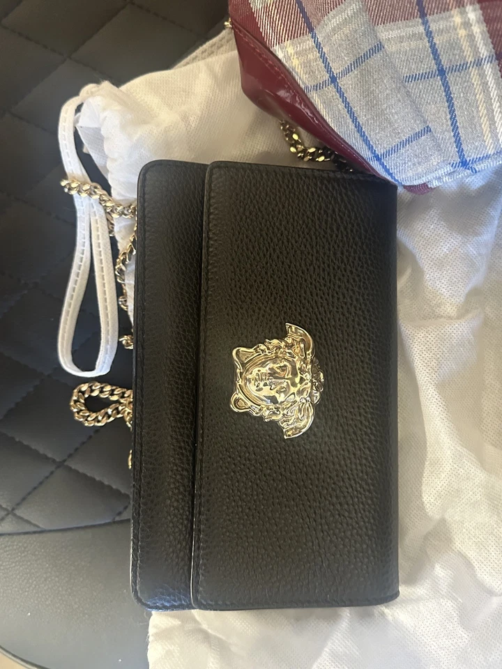 Versace Black Quilted Leather Crossbody Bag- New - Image 4 of 4