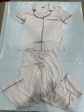 Eberjey Gisele Pajama Set Women's XS Pink Satin Short Sleeve Sleepwear CEB543