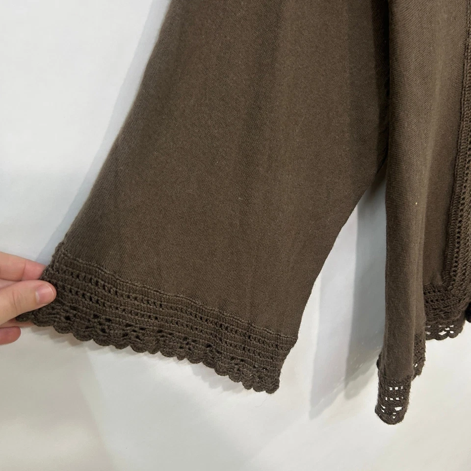 Cárdigan Marrón Crochet Borde Boho Cottagecore Romántico Campesino Tejido Capa M Foto 2 de 4