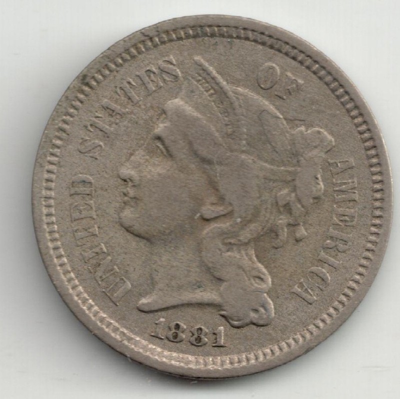 1881 Nickel 3-Cent Coin