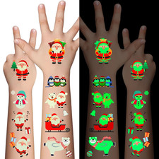 Luminous Christmas Temporary Tattoos for Kids - 120 Pieces Christmas Glow in the