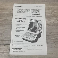 Coleco Donkey Kong by Nintendo 1982 Tabletop Game Instruction Manual Only