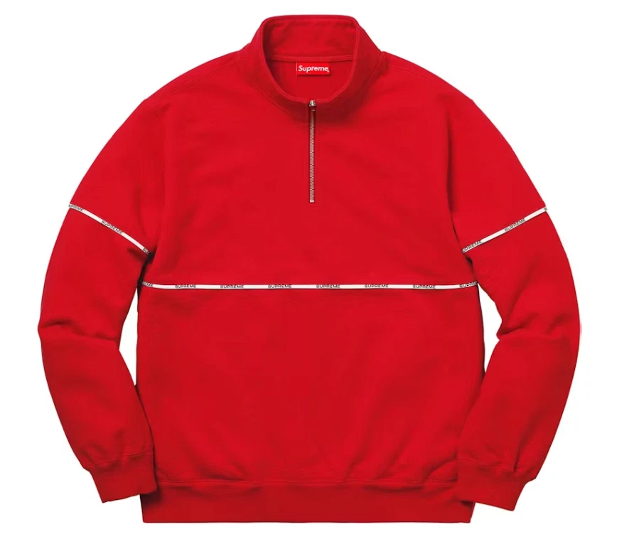 NEW Supreme Logo Piping Half Zip Sweatshirt Red SS18 SIZE LARGE / XL