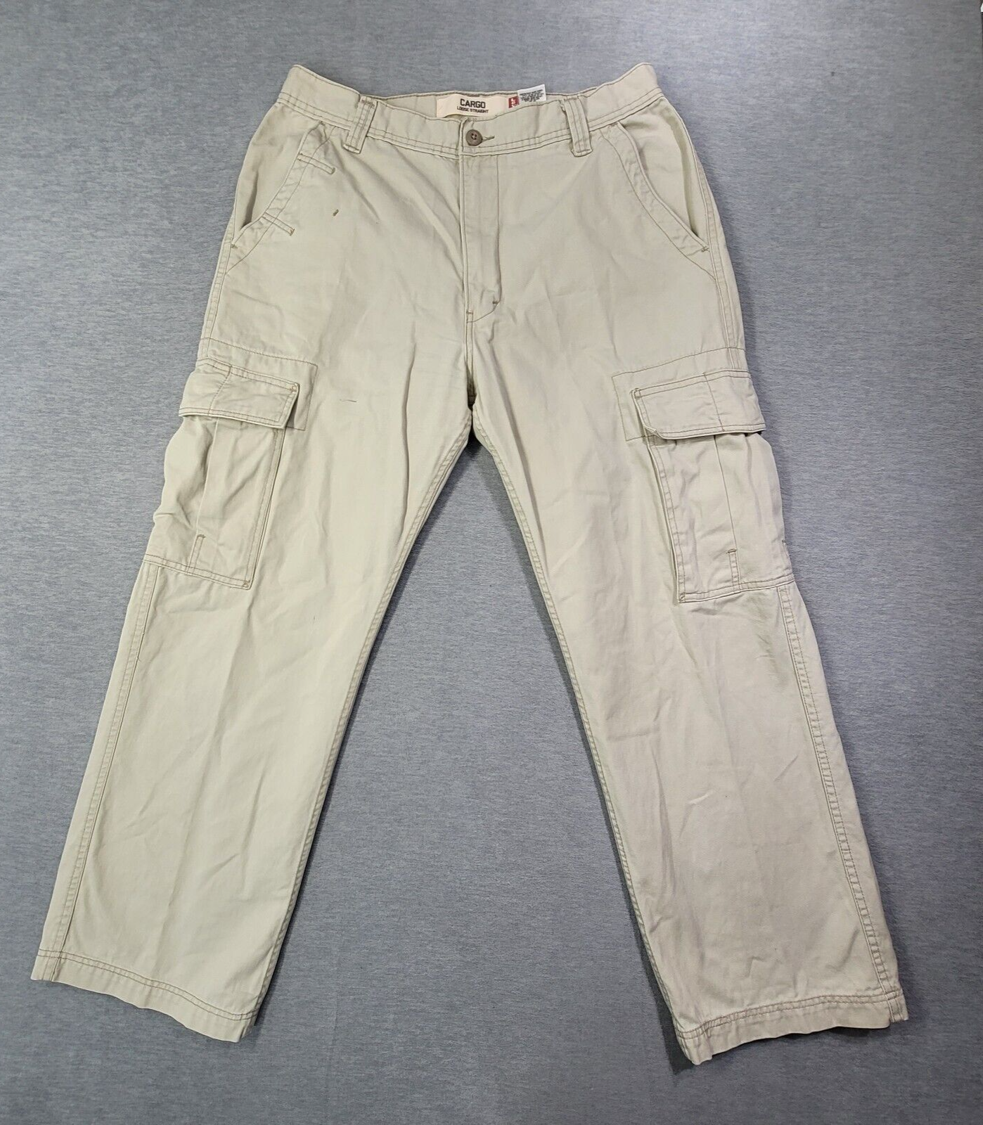 Levis Cargo Jeans Mens 34x30 Beige Loose Straight High Rise Skate Utility VTG
