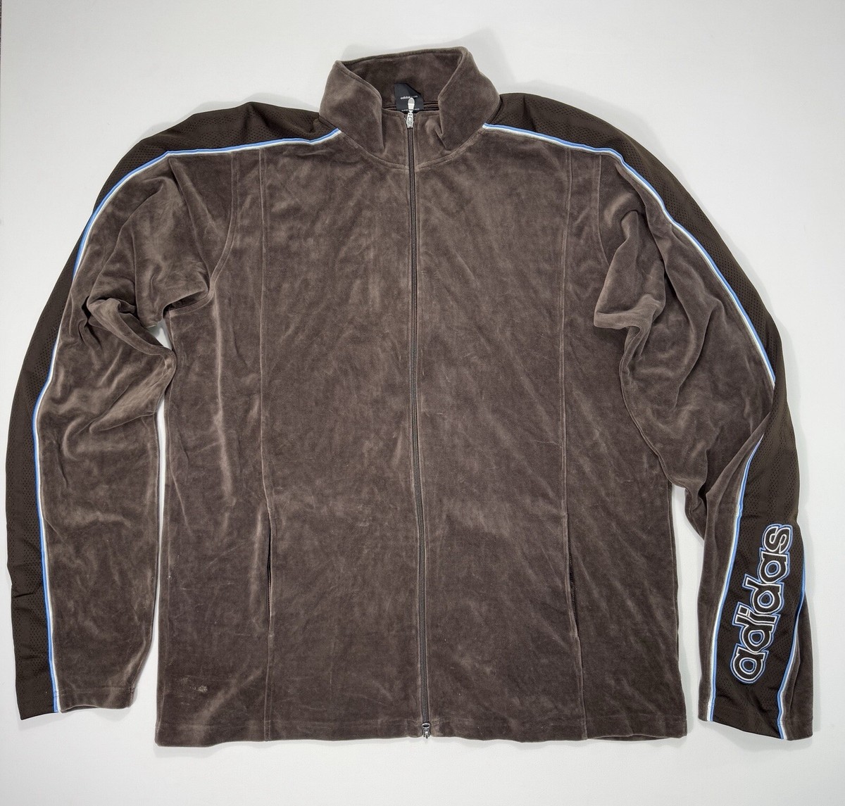トップス Y2K 00s old adidas velor track jacket Adidas Men's 2XLT Velour FULL ZIP Track Jacket Brown Y2K
