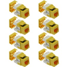 8 Pcs Cat5e RJ45 Network Ethernet Keystone Jack 180 Degree 110 Punch Down Yellow