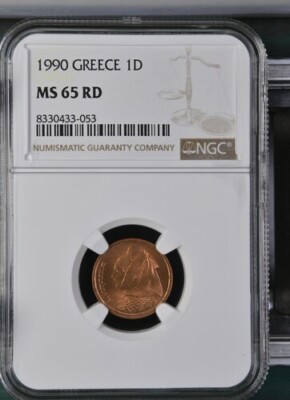 1954年 リンカーン1セント NGC MS65 RD 1990 Greece Drachma NGC MS65 RD Copper Coin 1D Lascarina