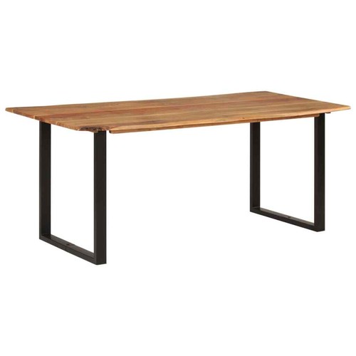Stylish Dining Table 180cm Solid Acacia Wood Top Steel Legs Rustic Furniture - Picture 9 of 12