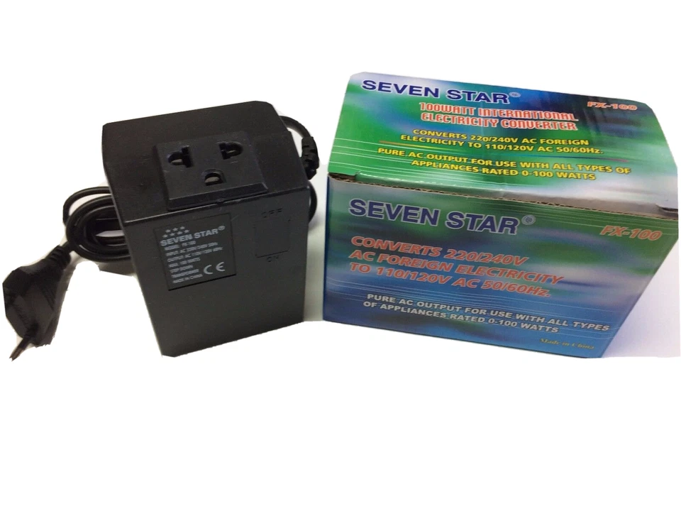 Seven Star 220 Volt Step Down Transformer 100 Watt 2 Round Pin EU 220V to 110V - Image 2 of 4