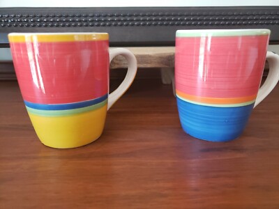 Royal Norfolk Mambo Set of Mugs Red Blue Green Yellow one blue & one yellow  base | eBay