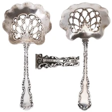 1891 STERLING WHITING LOUIS XV PIERCED BON BON SPOON - NO MONO 4 1/2"