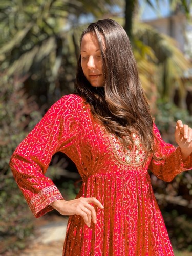 Eye-catching silk and cotton dress-M, Abito appariscente in seta e cotone-M - Picture 2 of 8