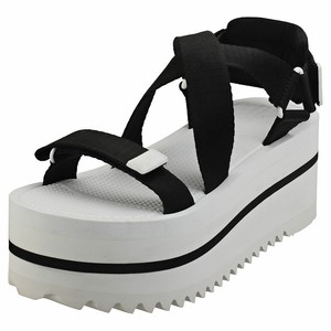 ladies black flatform sandals