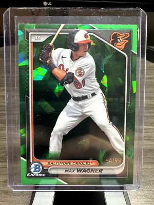 2024 Bowman Chrome Sapphire MAX WAGNER Green Refractor #'d 64/99 Orioles