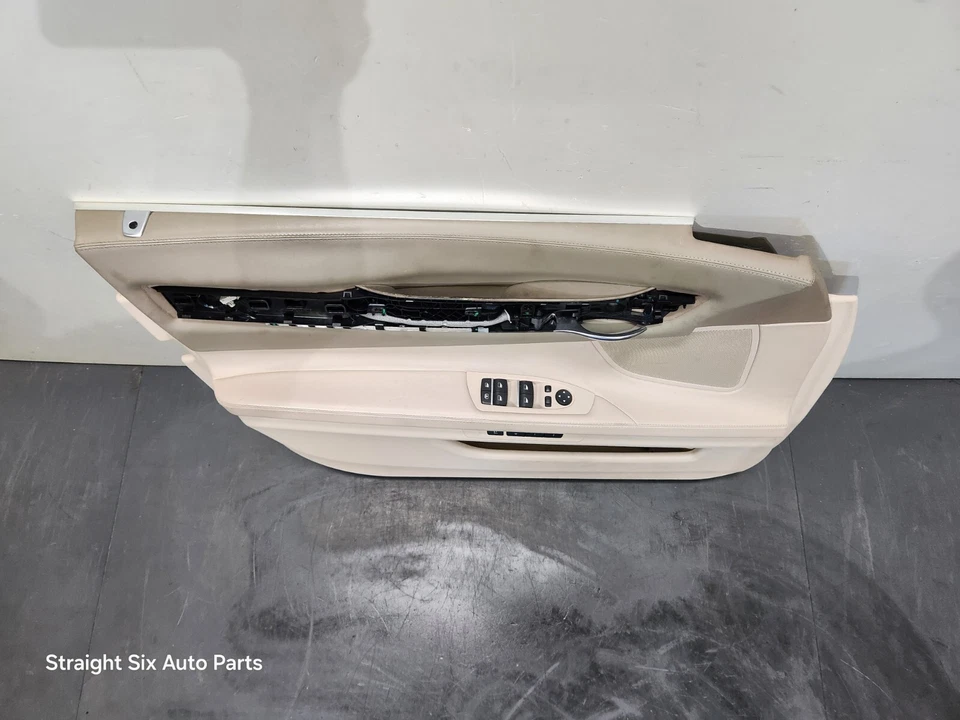 ✅10-15 OEM BMW F01 F02 740 750 Front Driver Door Card Panel Nappa Leather Oyster - Image 3 of 4