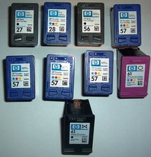 Lot of 9 HP Empty Ink CARTRIDGES 27/28/56/57/61 
