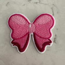 Pink Bow Embroidered Patch Iron-On Applique Bowknot Girls Sewing Craft Badge