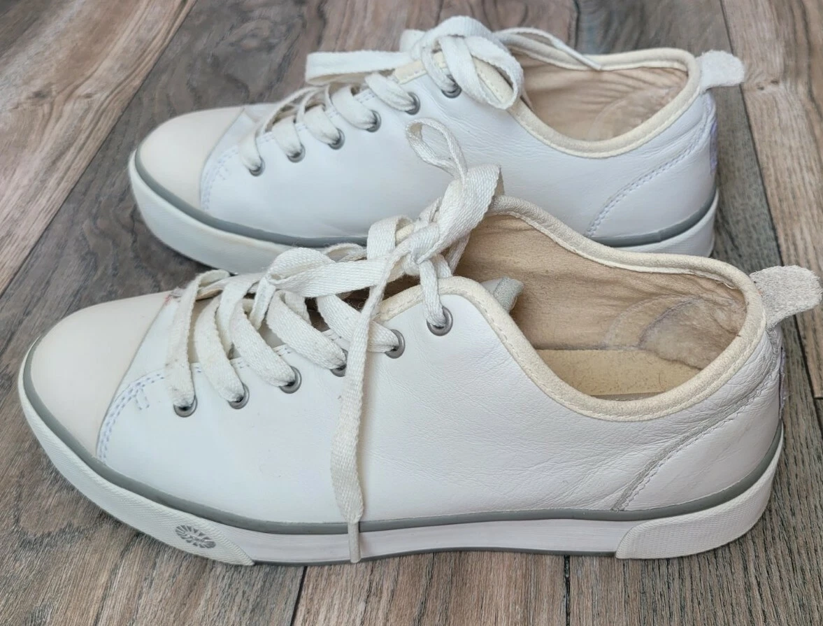 UGG Womens Shoes Size 9 White Leather Sherpa Fur Lined Sneakers VGUC | eBay