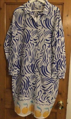 # Lovely PRIMARK BLUE /WHITE WAVE RESORT LONG SHIRT # 12-14 # New With TAGS! #