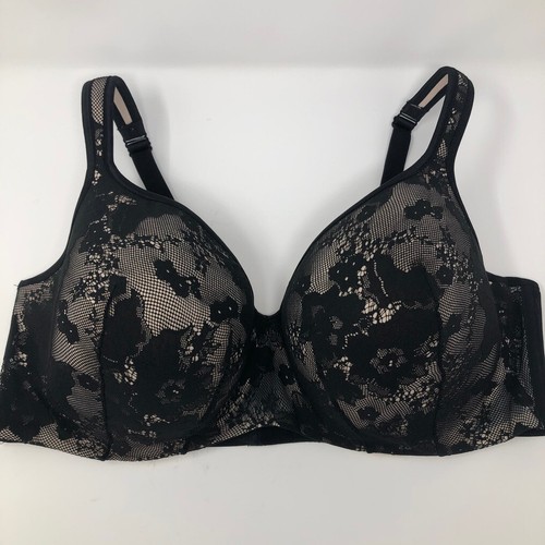 Cacique Lined Balconette Bra Size 44DDD Black Lace
