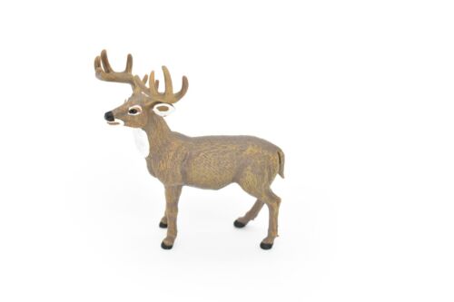 Deer, Whitetail Buck Toy, Realistic Rubber Reproduction Hand Painted Figurine 5" - Picture 1 of 8