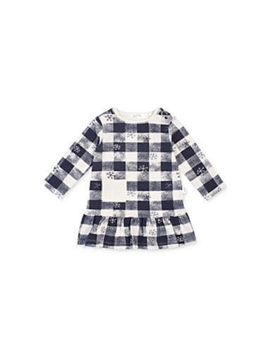 Miles Child Girls' Checkered Snowflake Holiday Themed Dress in Blue Size 6 NWT