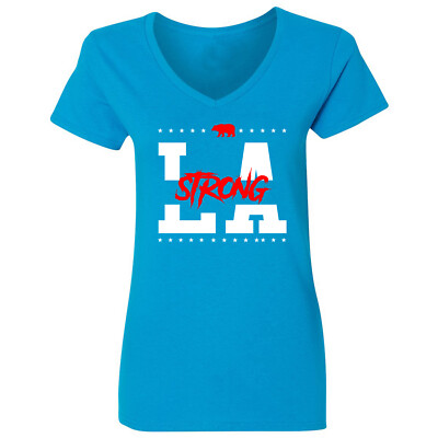 Los Angeles Strong Tee - LA Strong California Bear Ladies' V-Neck Tshirt