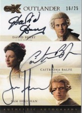 Outlander CZX Triple Autograph Card DCS David B, Caitriona B & Sam H  16/25