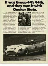 1976 QUAKER STATE Motor Oil Bob Tullius SCCA Jaguar Vintage Print Ad