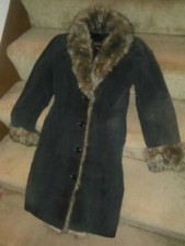 Suede Leather Long Coat Woman's Junior Jennyfer J (size Small) * Nice Shape